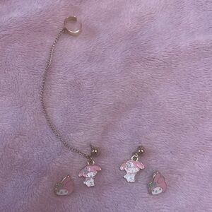 Hot Topic Sanrio My Melody earring cuff set pink blue bows 🎀🐰
